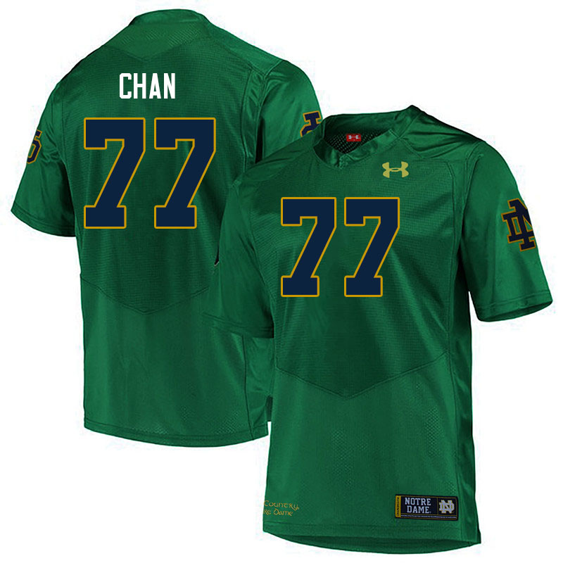 Men #77 Ty Chan Notre Dame Fighting Irish College Football Jerseys Stitched-Green - Click Image to Close